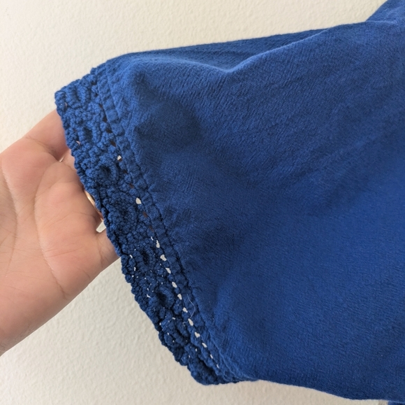 Drawstrings Of Malibu Royal Blue 100% Cotton Peasant Top sz 3X Made in the USA - Picture 3 of 6